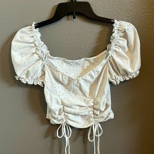 White Corset Style Crop Top